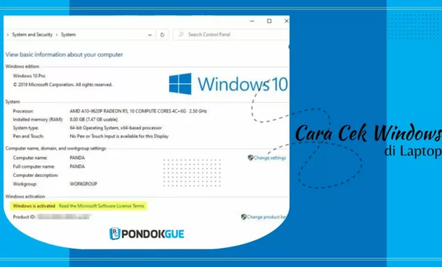 cara cek windows di laptop - Pondokgue.com
