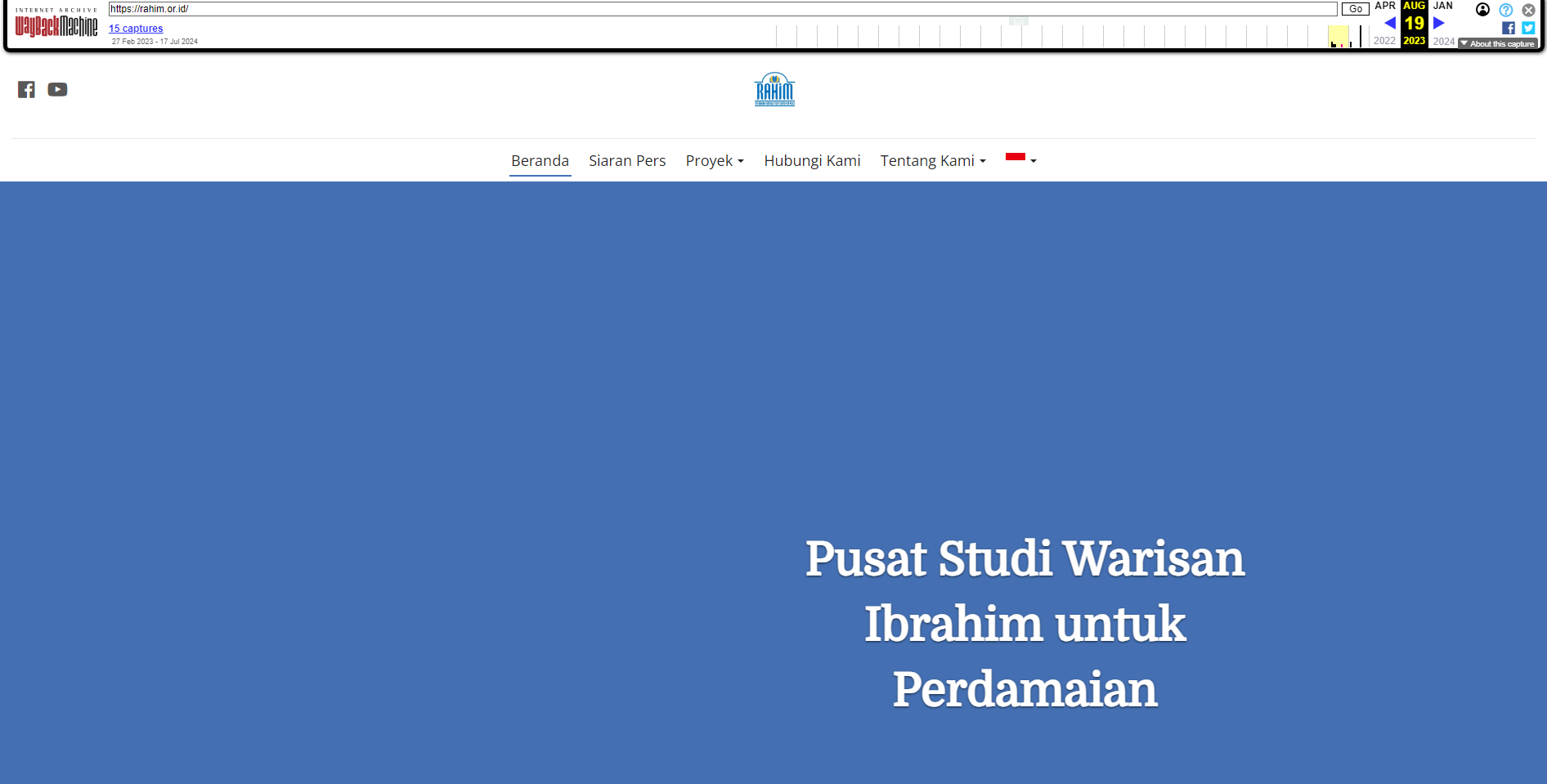 RAHIM.or.id Diaksese via WayBack Machine